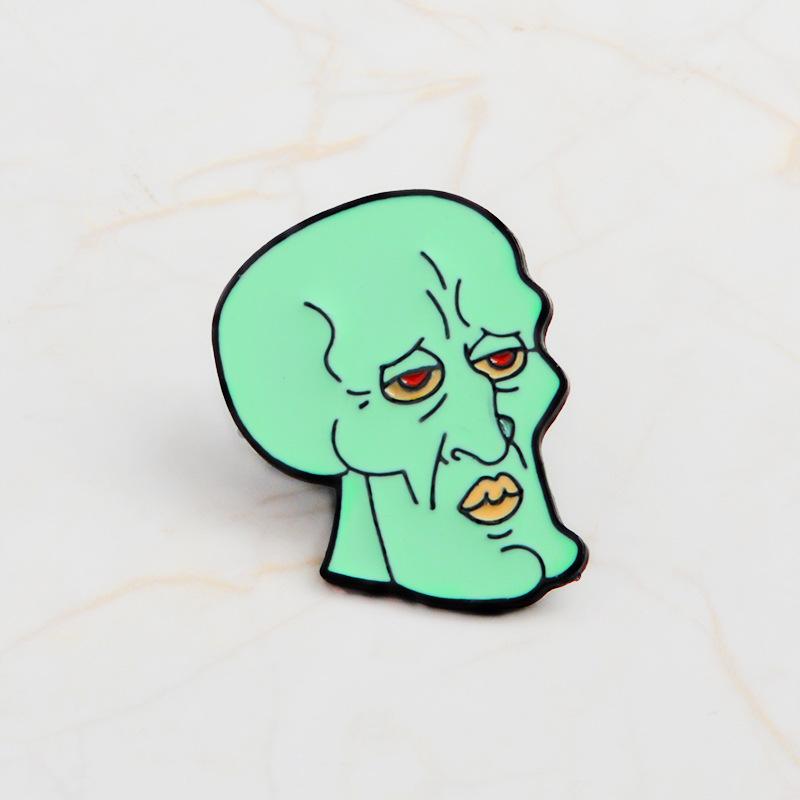 Creative SpongeBob Squidward Jacket Badge
