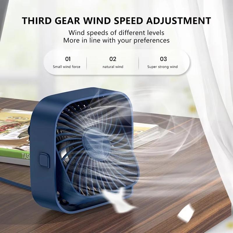 K50 Mini USB Desk Fan 3 Speed Adjustable Silent Cooling Portable Office Desktop Fan USB Powered 4 Colors Home Dorm Tabletop