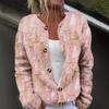 Women's Fashion Christmas Printed Long Sleeve Knitted Cardigan Button Down Jacket