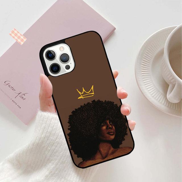 Afro Black Girl Phone Case Back Cover for iPhone 17 Air 16 15 14 13 11 12 Pro Max Plus Shell Coque