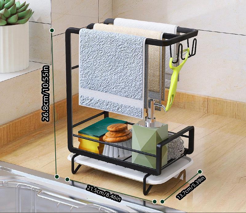 High Quality  Wall-Mounted Carbon Steel  Kitchen Soap Dispenser  Double-Layer Holder Shelf