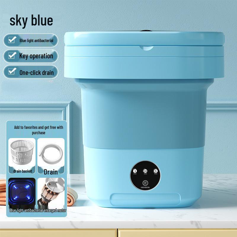 Compact Folding Washing Machine with Automatic Spin and Dehydration for Dormitory or Home Use