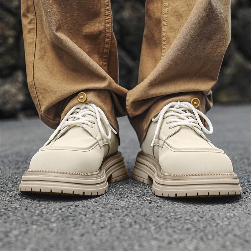 Fashion Trendy men's round toe leather shoes Luxury and high-quality Party Outdoor Leisure Activities Daily Office Height Raising Shoe