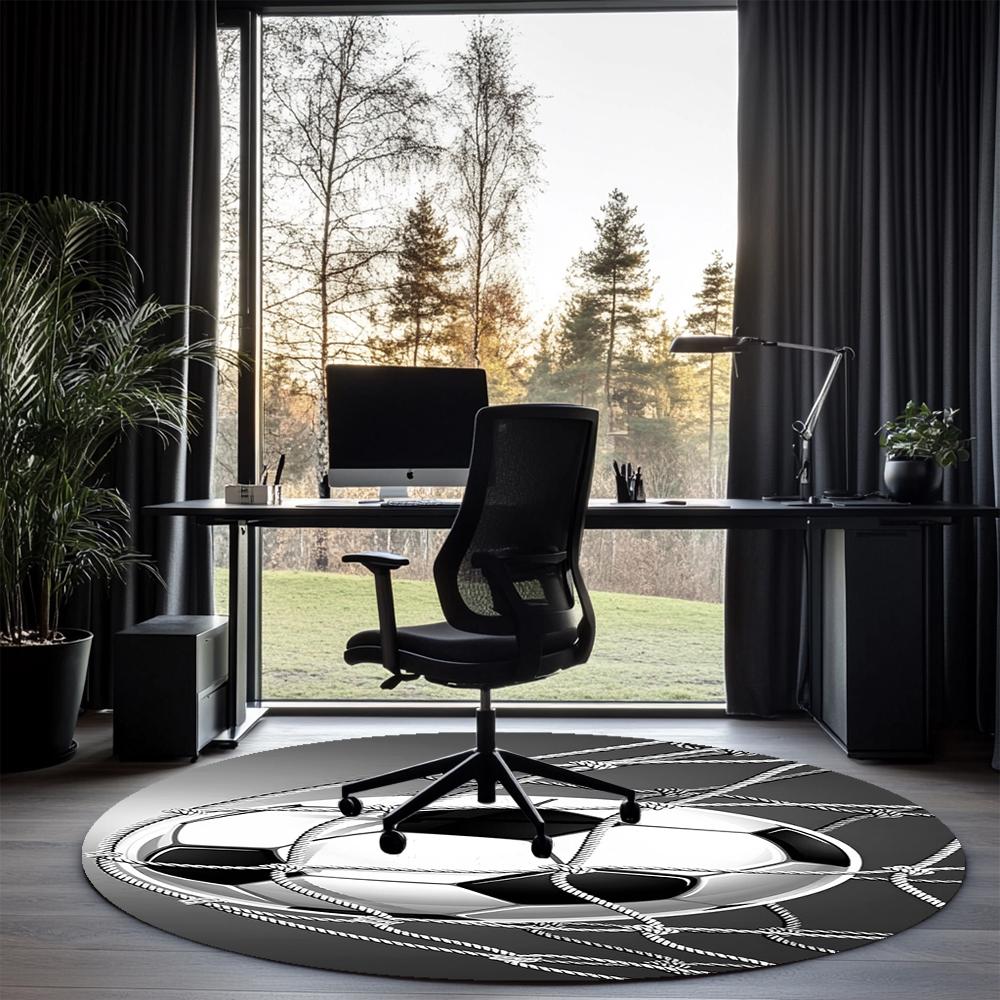 Fußball bedruckter runder Teppich Teppich Stuhlteppich Läufer Eingang Fußmatten, für Bürostuhl Wohnzimmer Schlafzimmer Küche.