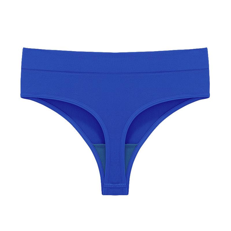 Seamless Ribbed Mid-Waist Cotton Thong (M-3XL)