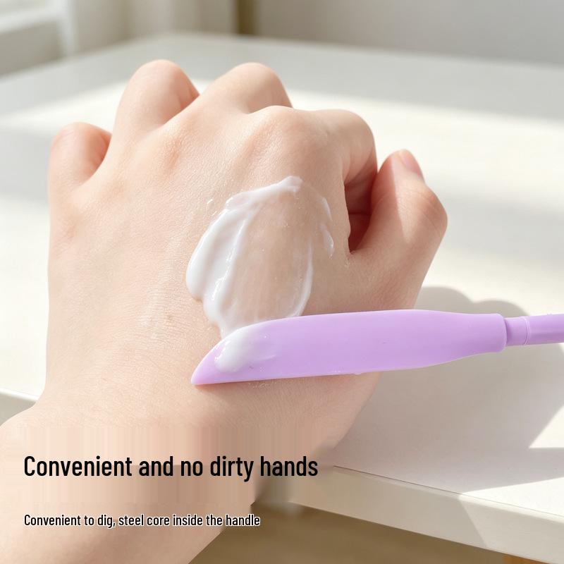 Dual-Head Silicone Spatula & Foundation Scraper - Light Bottle Tool