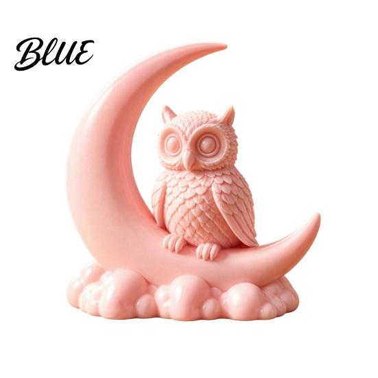 Creative Gift for Holidays Crescent Moon Owl Statue 3D Printed Figurine with Cloud Small Statue Countertop Base Desktop Ornament Home Office Bedroom