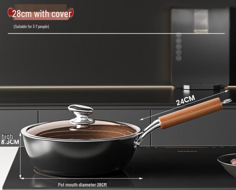 Uto Refined Iron Flat-Bottom Wok with Lid