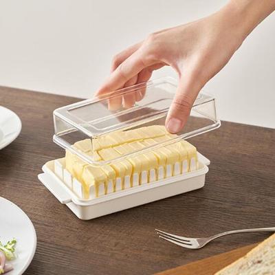 Kitchen Butter Separator Cutter Slicer with Lid Cheese Storage Tray Plate Sealing Container - Handy Butter Dish for Food Preserv