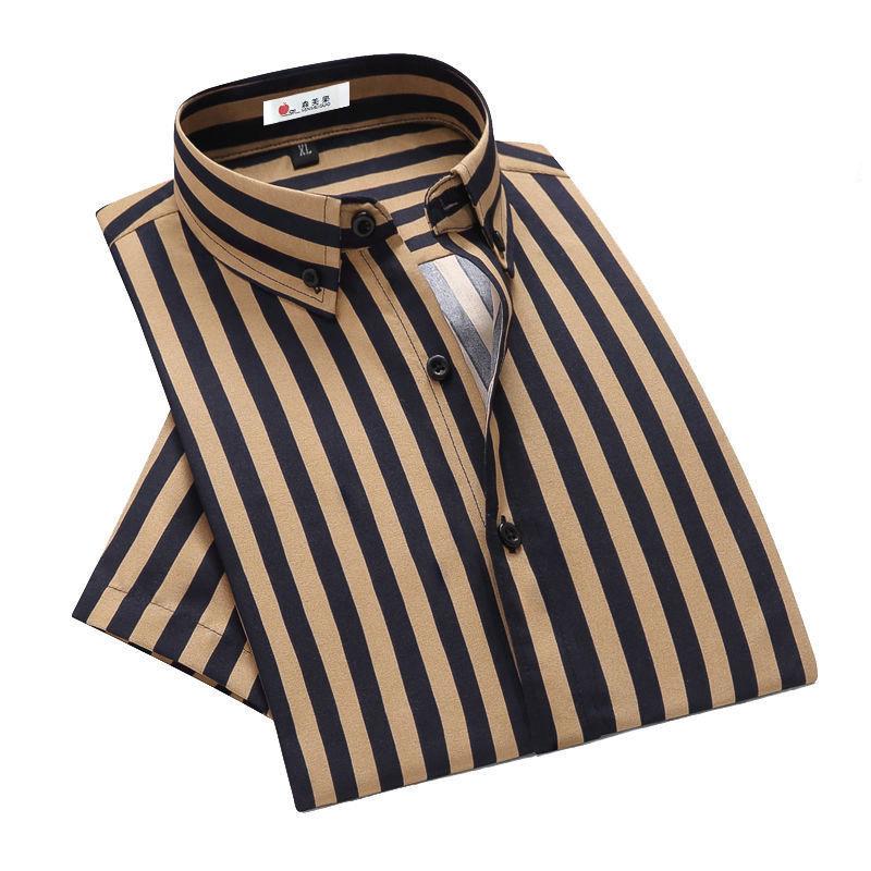 2024 Summer Business Casual Minimalist Loose Oversize Lapel Vertical Stripes Elegant and Comfortable Short Sleeved Shirt for Men
