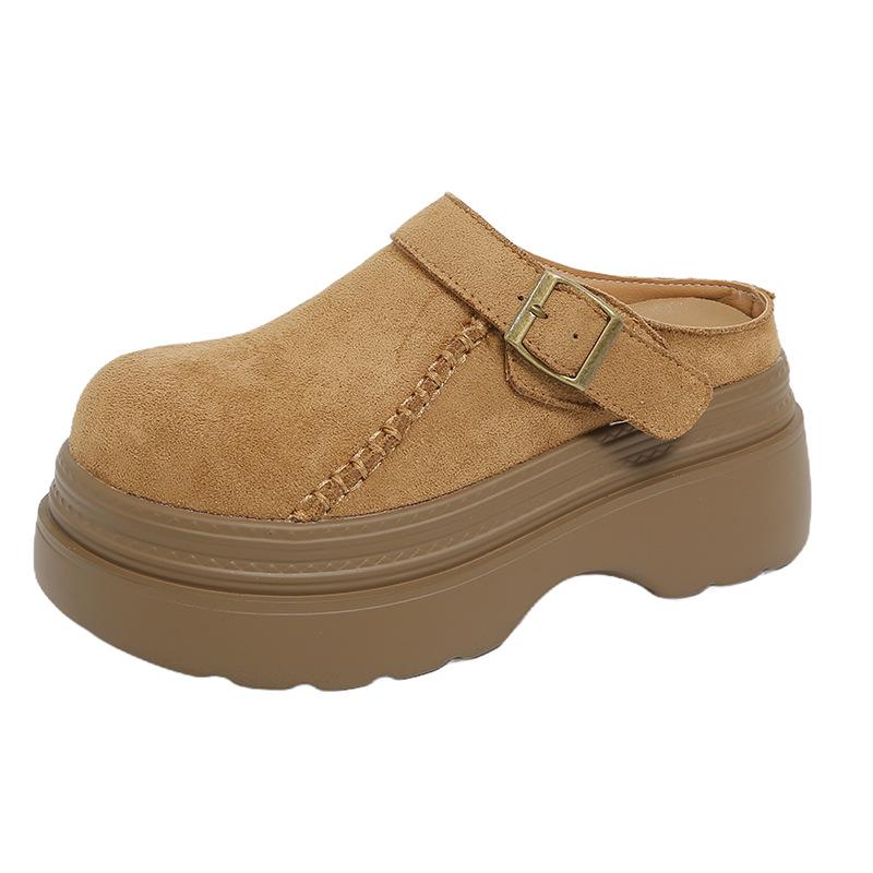 Thick-soled Shoes, Women's Headscarves, Half-slippers, Height-increasing Shoes,Adding Fleece