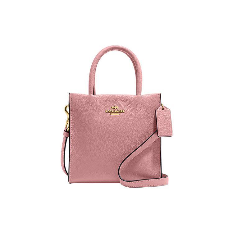 

Coach Cally 17 Solid Gold Classic Logo Pebbled Leather Handheld Shoulder Crossbody Bag Small Women bags Pink 5692-IMOUS Basic Set (Bag+Dust Bag)