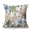 Morandi Color Jungle Flower Tropical Plant Leaf Garden Pattern Home Decorative Sofa Throw Pillow Case Cotton Linen Cushion Cover