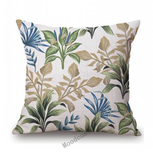 Morandi Color Jungle Flower Tropical Plant Leaf Garden Pattern Home Decorative Sofa Throw Pillow Case Cotton Linen Cushion Cover