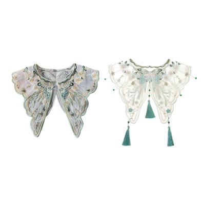 Girl Embroidery Butterfly Capelet Pearl Tassels Small Yunjian Shawl False Collar