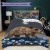 Vintage Bear Pattern Bedding uilt Set uilt Cover Pillowcase Home Decoration Birthday Gift (1 * duvet cover + 2 * pillowcase without core)
