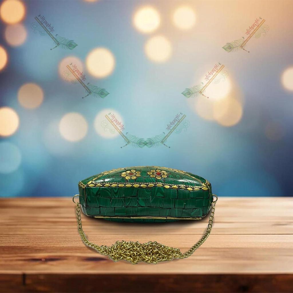 Poșetă de mireasă pentru femei din alamă antică, poșetă etnică din metal, lucrată manual