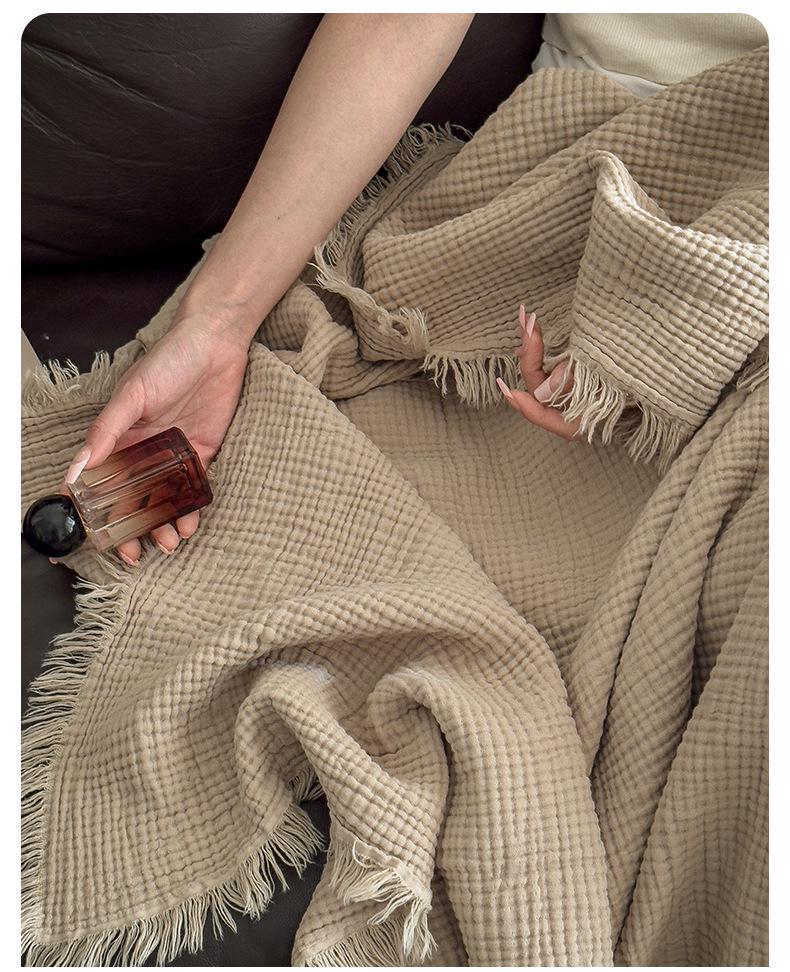 2025 A-Class All-Cotton Summer Quilt: Solid Color Gauze Blanket for Air Conditioning & Travel