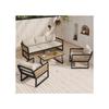 Salon de jardin, 4 pièces, canapé 3 places, 2 fauteuils et table basse, acier galvanisé, beige