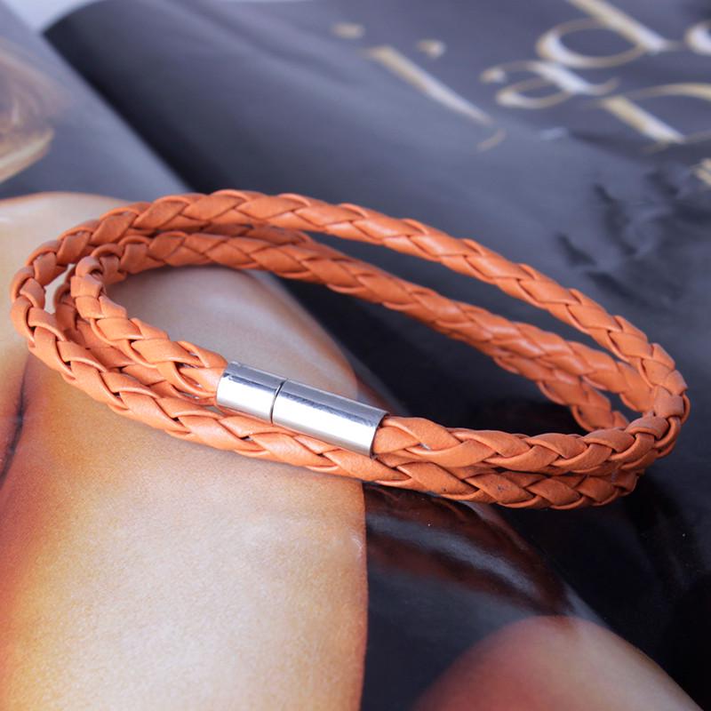 Buy New Fashion Women Men Black Leather Interlaced Cuff Bangle Wristband Bracelet at affordable