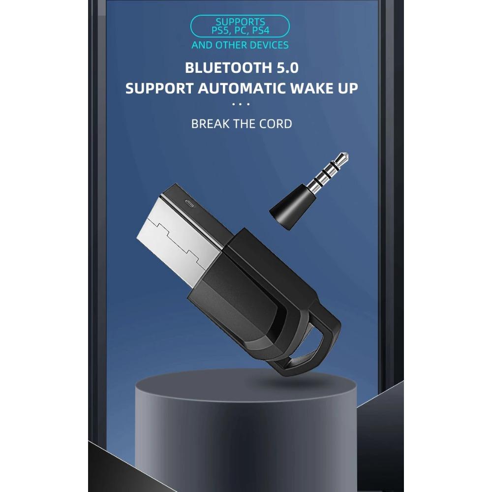 Bluetooth Audio Adapter Kabelloser Kopfhörer Adapter Empfänger für PS5/PS4 Spielkonsole PC Headset 2 in 1 USB 5.0 Audio Sender