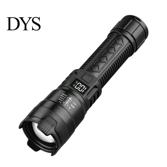 Emergency Flashlight LED Super Bright Digital Display IPX65 Waterproof Rechargeable Zoomable Outdoor Use Tactical Torch Light