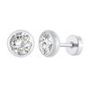 Vnox Multi-faced Cut Zircon Stone Earrings for Men Boys, Screw Back Stud Barbell Shaped Earrings,Black Stainless Steel Jewelry