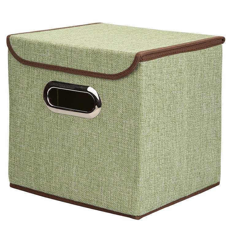 Square Cotton Linen Folding Storage Box Home Bedroom Clothes Quilt Storage Organizer Fabric Underwear Storage Box with Cover