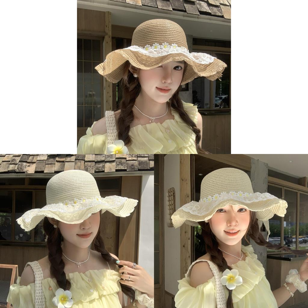 Paper Straw Women Sun Hat With Wide Brim For Beach And Resort Sun Protection