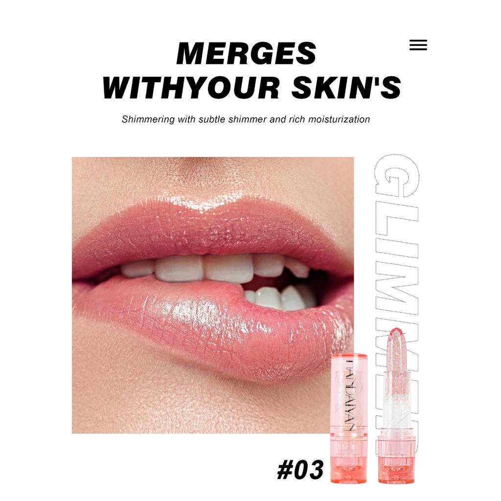 HANDAIYAN 4 Color Warm Lipstick Flash Anti-Cracking Long-lasting Moisturizing Lip Oil Hydrating Jelly Lip Balm