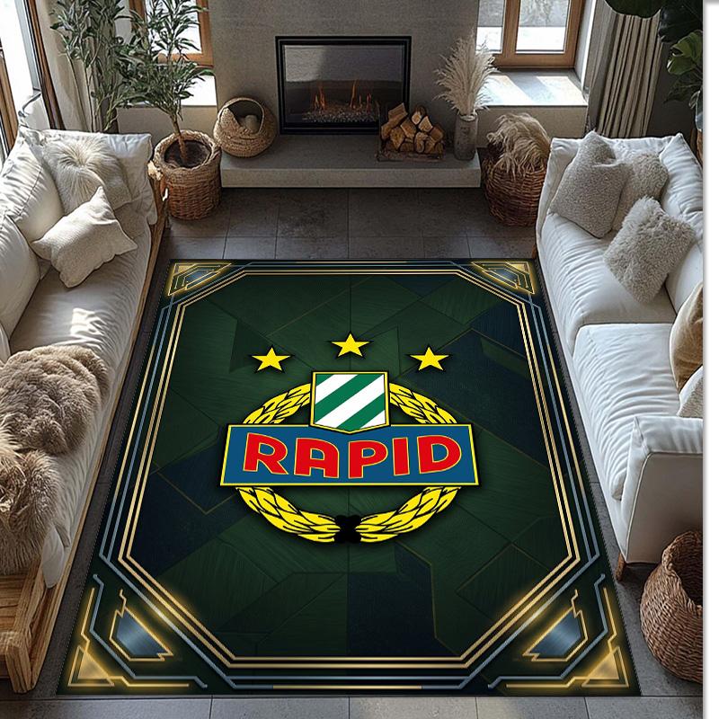 Rapid Wien FC Fußballmuster Weicher Teppich Nicht rutschfest Indoor Boden Teppich Sport Dekor Matte für Schlafzimmer