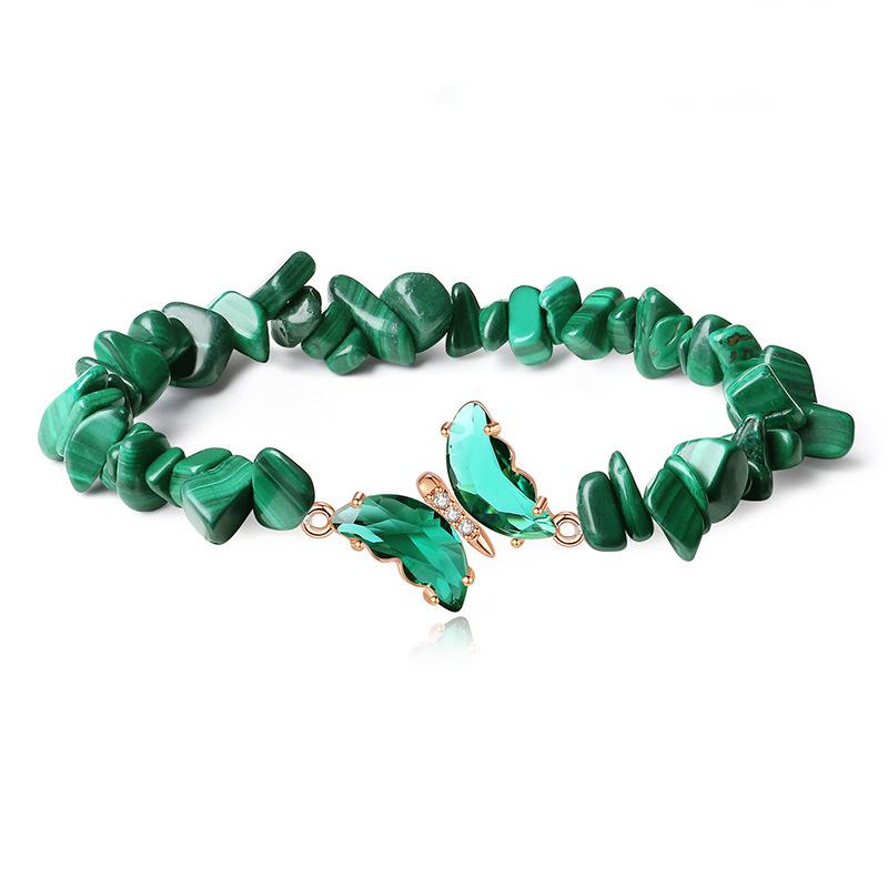 Fashion Trendy Anniversary Amethyst Gravel Cute Butterfly Natural Stone Crystal Elastic Beaded Low Price Bracelet Versatile