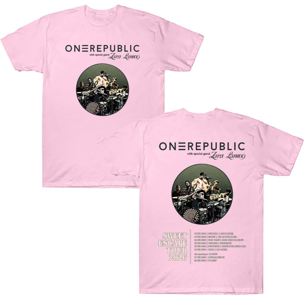 

OneRepublic Sweet Escape Tour 2026 T Shirts Graphic Tees Short Sleeve Round Collar T-Shirt Pure Cotton Women Men Clothes Y2K XL рожевий