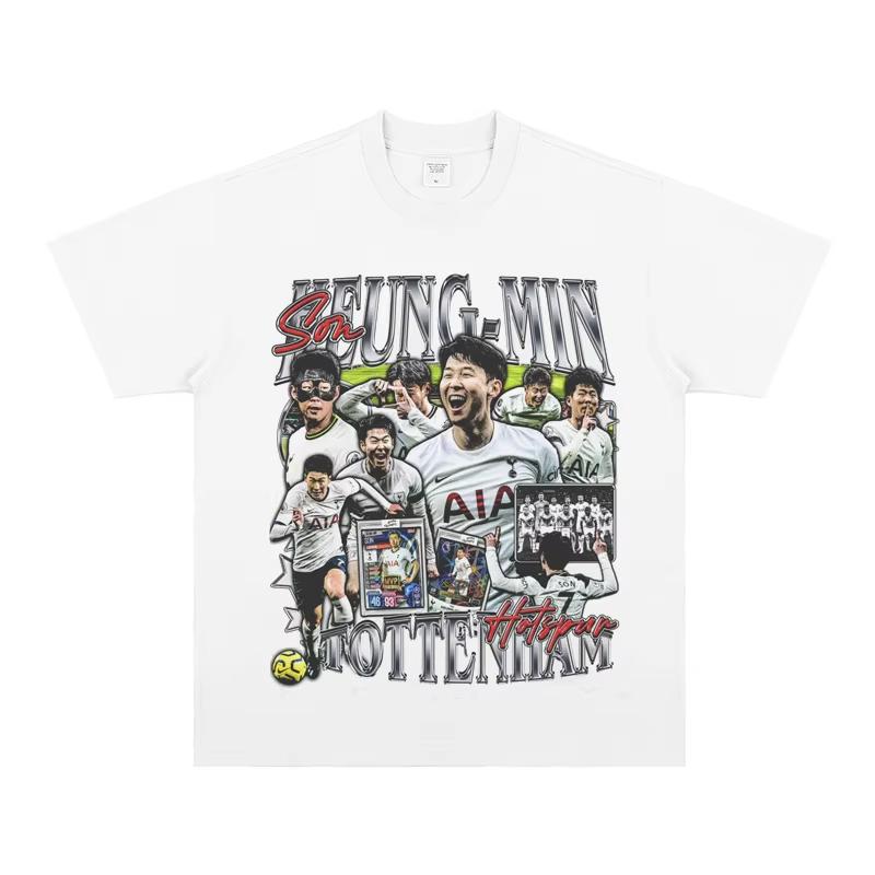2025 Son Heung-Min Figur Print Kurzarm SON Heung-min T-Shirt Amerikanisch Vintage Vintage Baumwoll-T-Shirt Hohe Qualität Ins Y2k