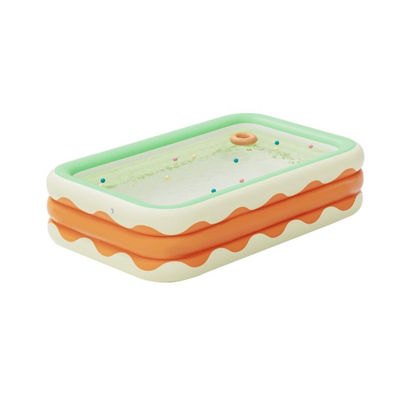 Inflatable Swimming Pool 3 Layers Foldable PVC Blowing Swimming Pool For Indoor Yard Orange 4.3ft белый