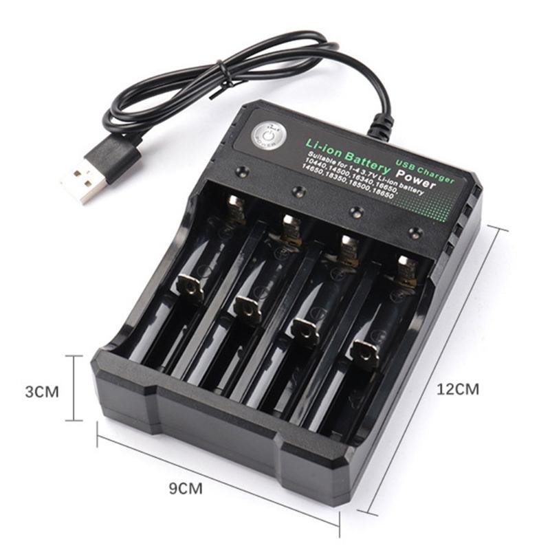 18650 Battery Charging Adapter 4 Bay Battery Charging Adapter for Rechargeable Batteries 10440 14500 16340 16650 14650 18350 18500