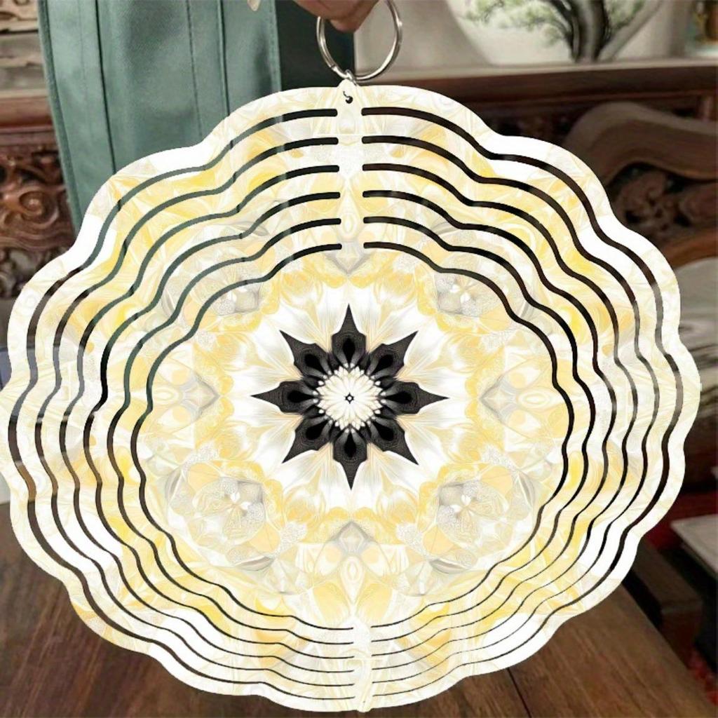 Goldenes Metall Mandala Windspiel Außengartendekor für alle Jahreszeiten Weihnachten Thanksgiving Hängender Schmuck mit reflektierender Oberfläche