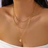 Vintage Gold Color Double Layered Necklaces for Women Delicate Crystal Metal Long Tassel Beads Chain Choker Party Jewelry Gifts