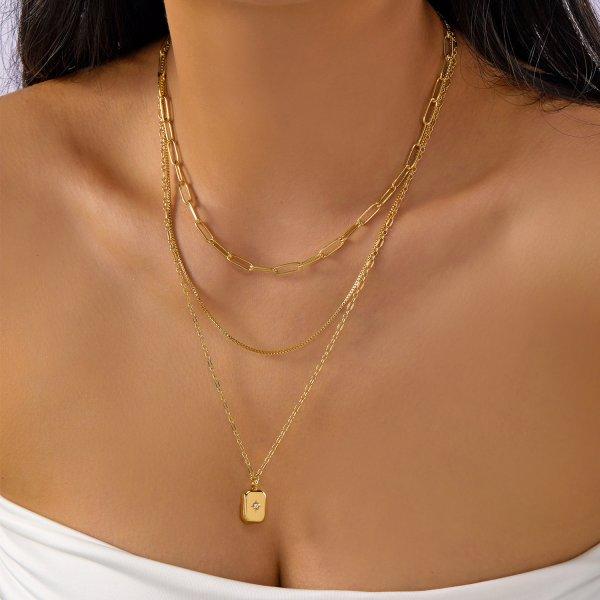 Vintage Gold Color Double Layered Necklaces for Women Delicate Crystal Metal Long Tassel Beads Chain Choker Party Jewelry Gifts