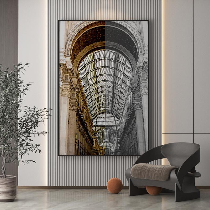 Landscape Building Canvas Painting Wall Art Geometric Architecture Space Aisle Posters and Prints for Living Room Corridor Decor