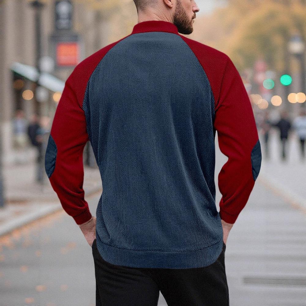 Winter Men's Outdoor Long-sleeved Casual Stand-up Collar Loose Corduroy Men's Long-sleeved Sweatshirt