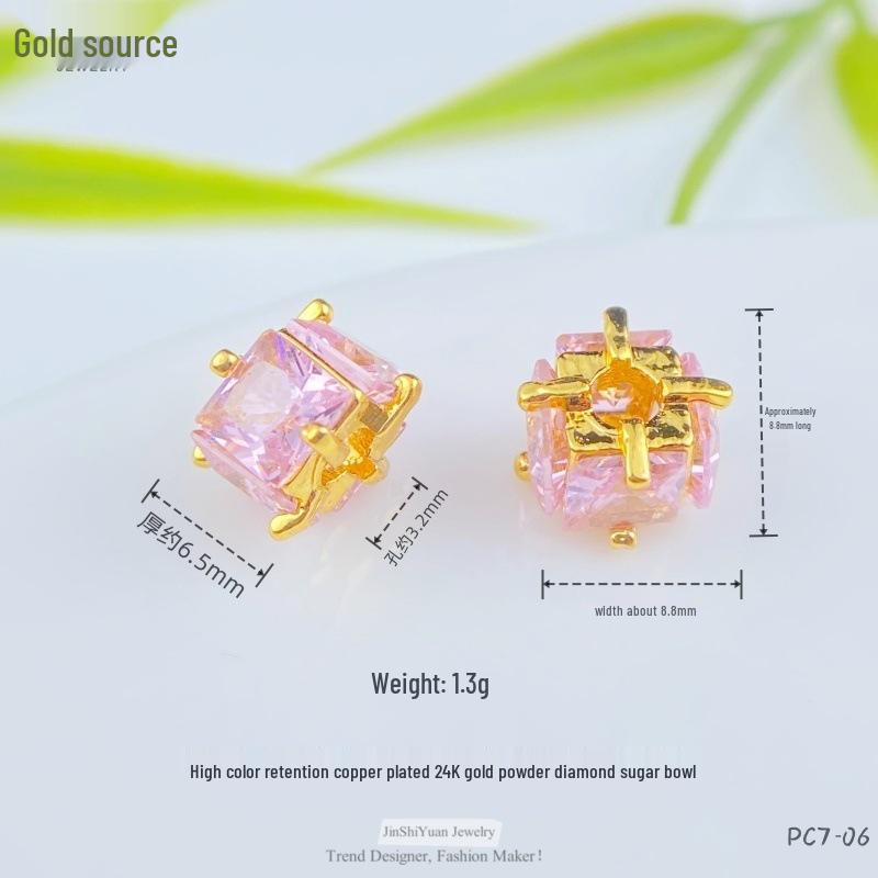 24K Gold Zircon Large Hole Spacer Beads - High Retention Copper Plated Barrel Flower Crown for DIY Bracelets