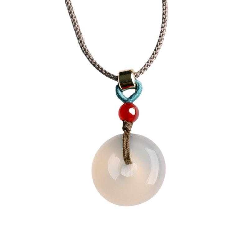 Peace and Safety Ice Jade Chalcedony Crystal Peace Buckle Pendant Lucky Jade Pendant for Women and Babies
