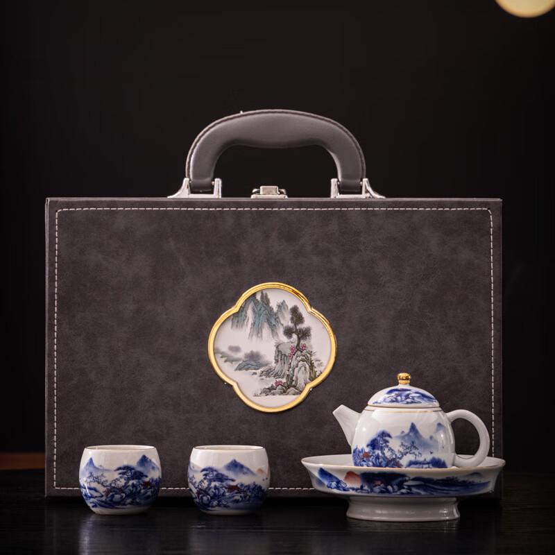 Ретро Синий и Белый Керамический Чайный Набор для Кунг-Фу