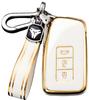 RX NX IS LS RC GS Smart Key Case Key Cover Stylish Scratch Protection LEXUS Strap Type [JUNSKY] Lexus-specific (Off-White/Gold, C)