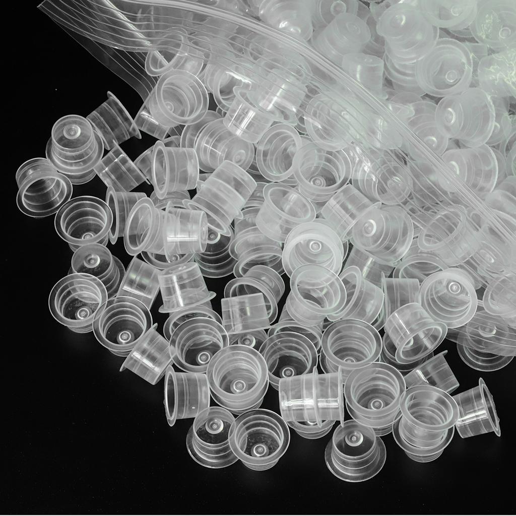 DM Top Quality 1000pcs Disposable Plastic Tattoo Ink Cups Permanent Makeup Pigment Clear Holder Container Cap Tattoo Accessory