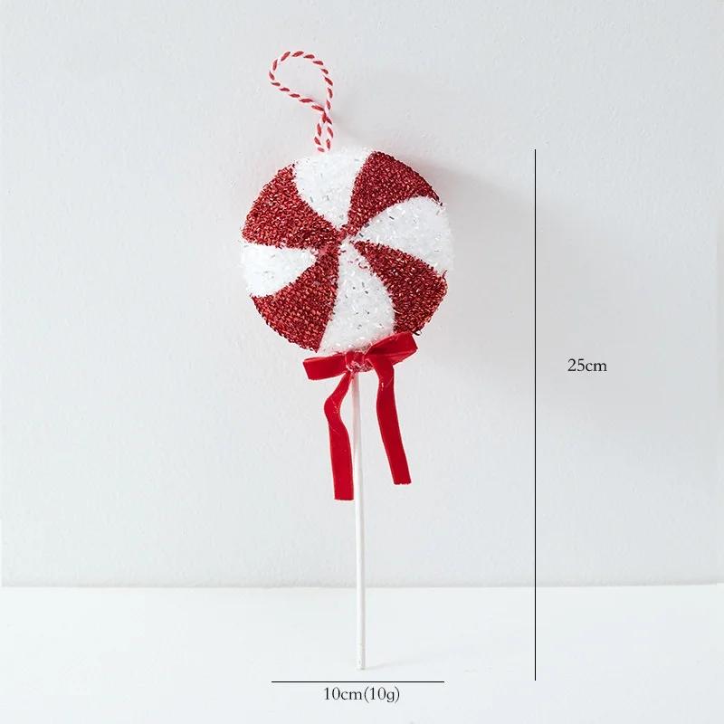 Candy Cane Christmas Tree Large Decoration Red White Velvet Lollipop Ball Pendant Luxury Hanging 2025 Xmas New Year Party Decors