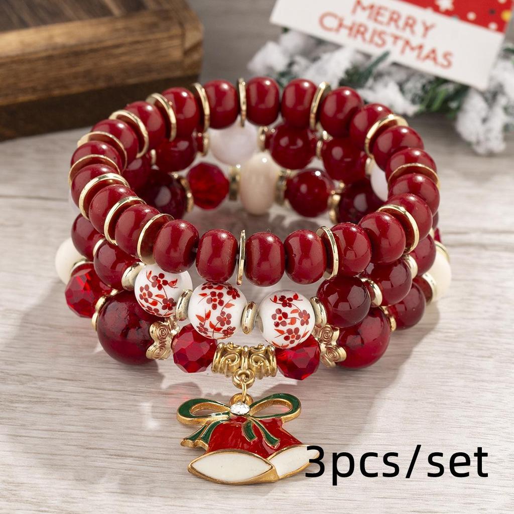 Pulseira Boêmia de Natal Multicamadas com Contas de Cristal para Mulheres