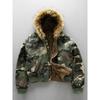 Giacca Imbottita Camouflage Reversibile da Uomo Invernale Calda con Cappuccio Spesso Cappotto in Cotone Abbigliamento Casual da Esterno