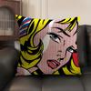 R-Roy L-Lichtenstein Pop Cushion Cover Natural Linen Organic Fabric Double-Sided Printing Sofa Home Decor Gift Pillow Case